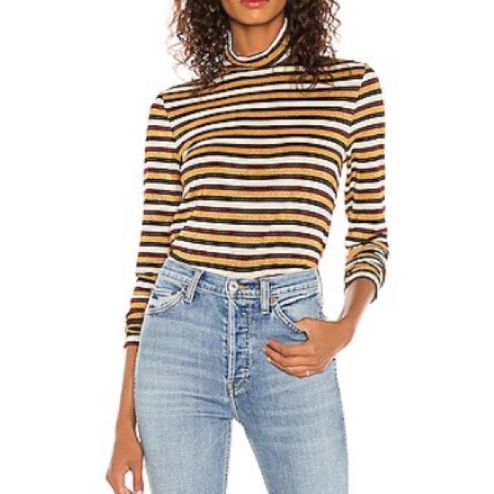 GAP Ribbed Turtleneck in Multi-color Stripes Medium